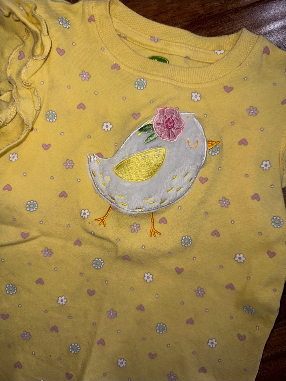 John Deere girls fancy chick tank size 3T